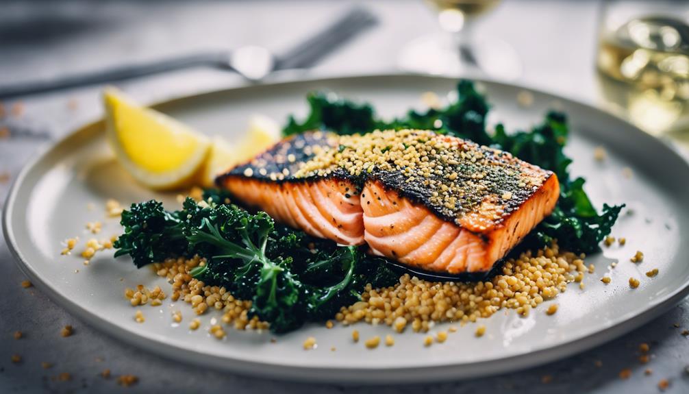 cooking salmon and kale