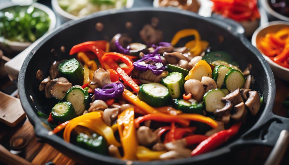 cooking vegetables in wok