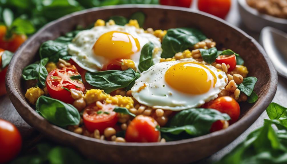 spinach in breakfast bowls