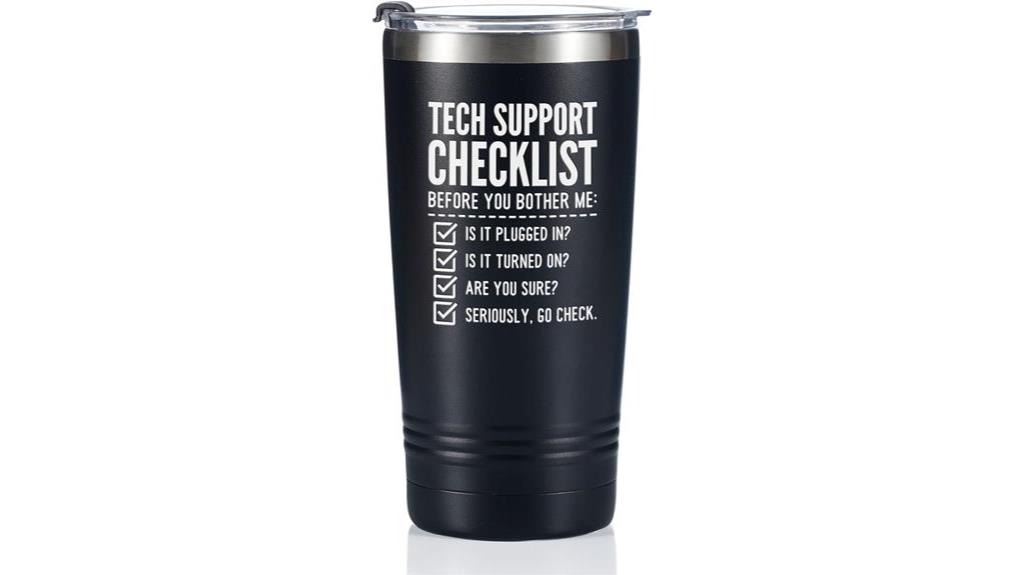 tech support themed drinkware