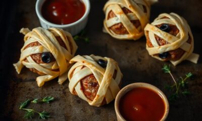 mummy themed meatball dish