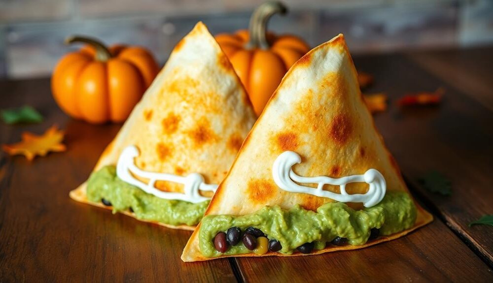 spooky themed cheesy tortillas