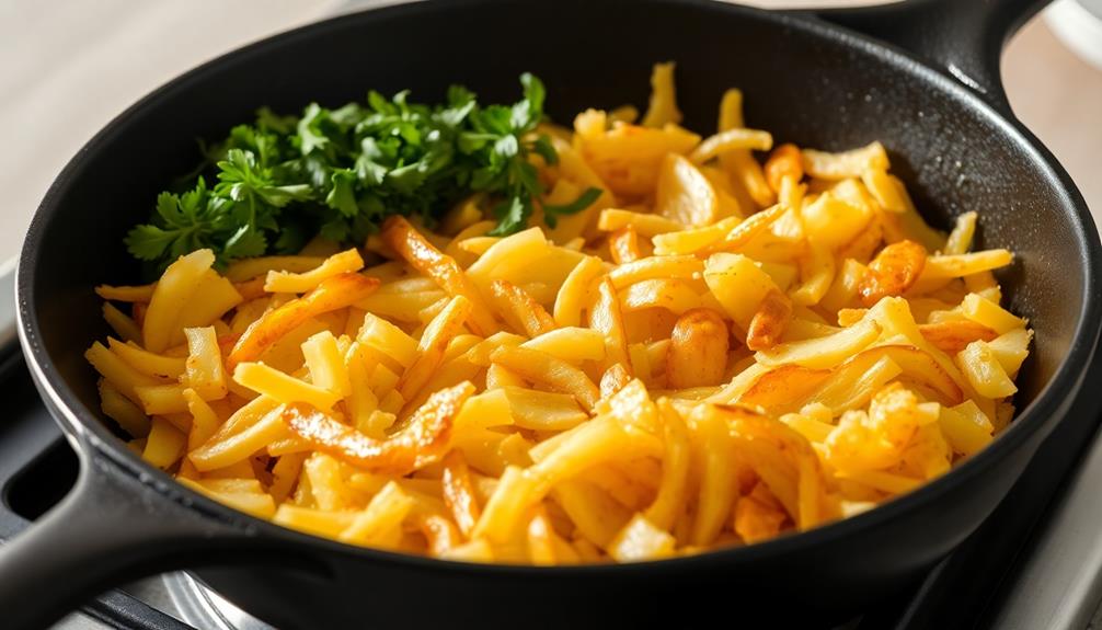 add potato shreds pan
