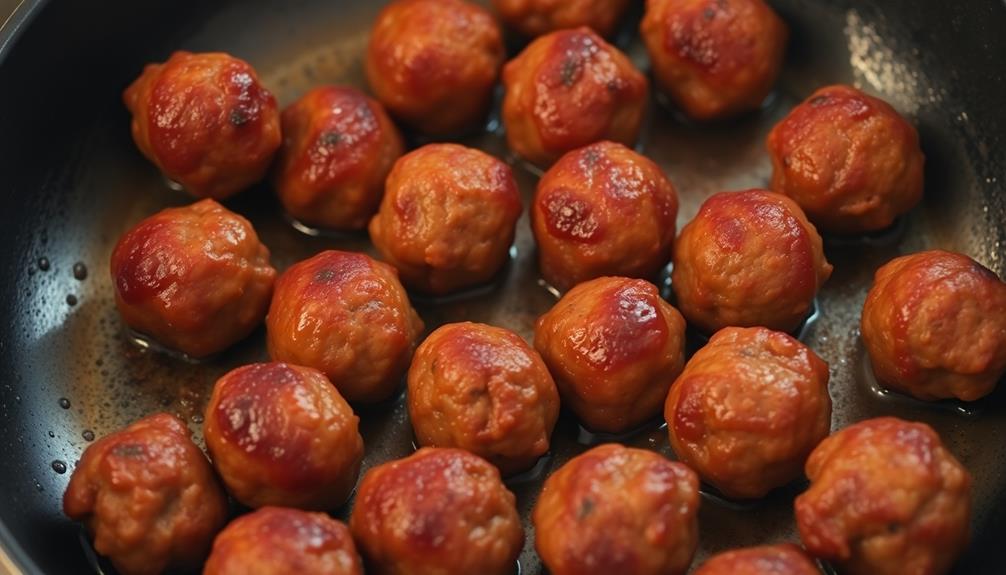 brown meatballs in batches