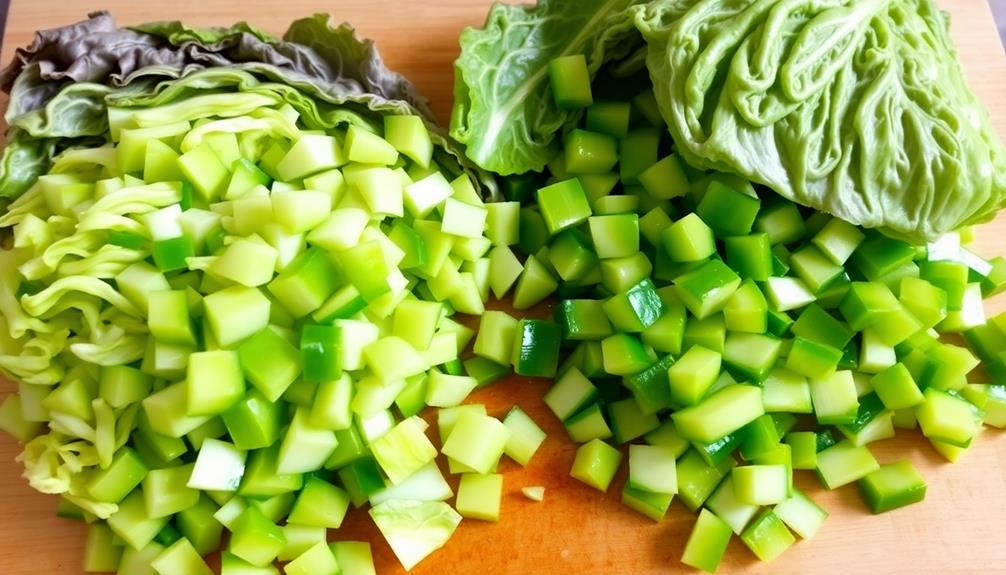 chop napa cabbage pieces