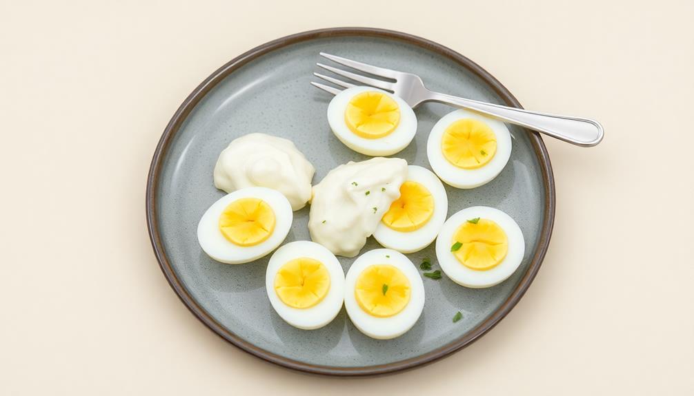 incorporate mayonnaise into eggs