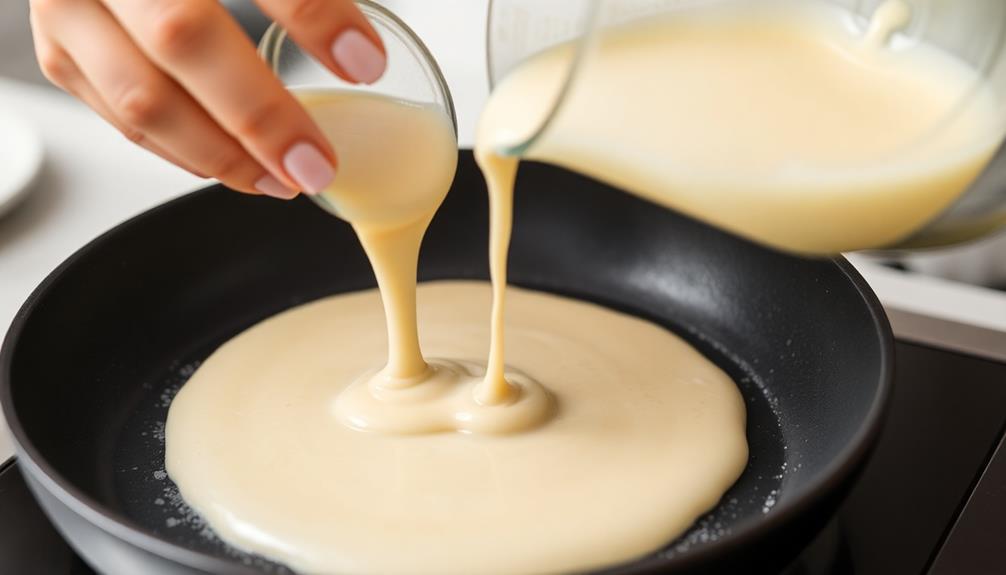 pour batter into skillet