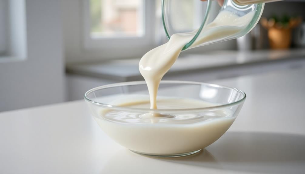 pour cream into bowl