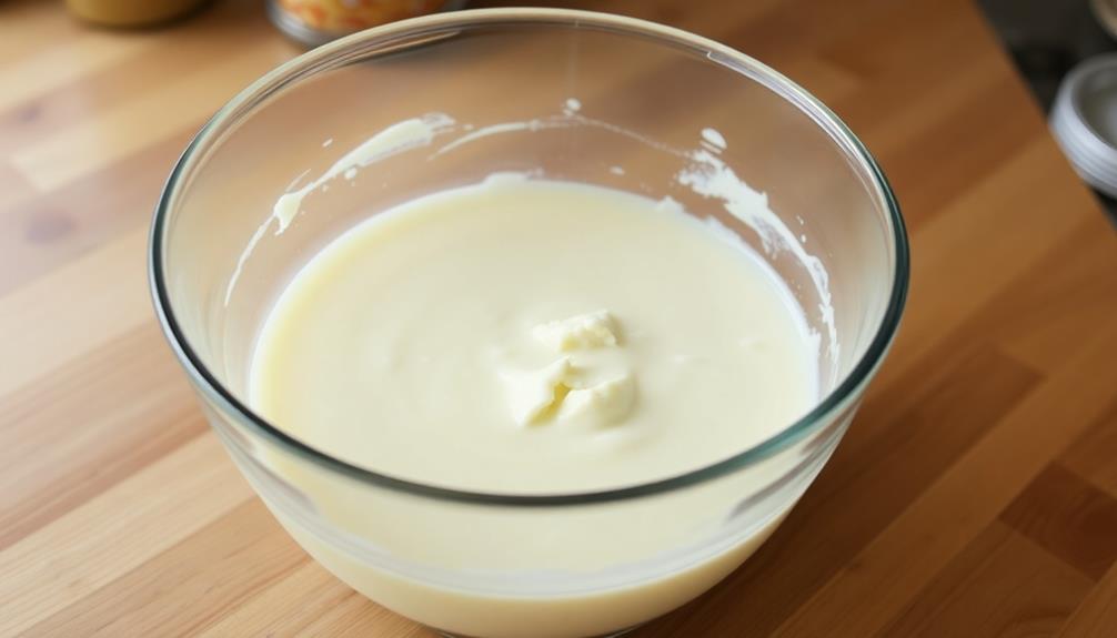 pour cream into bowl