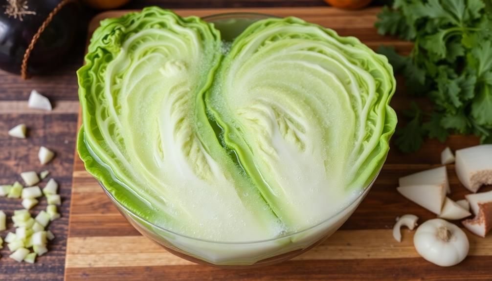 rinse and soak cabbage