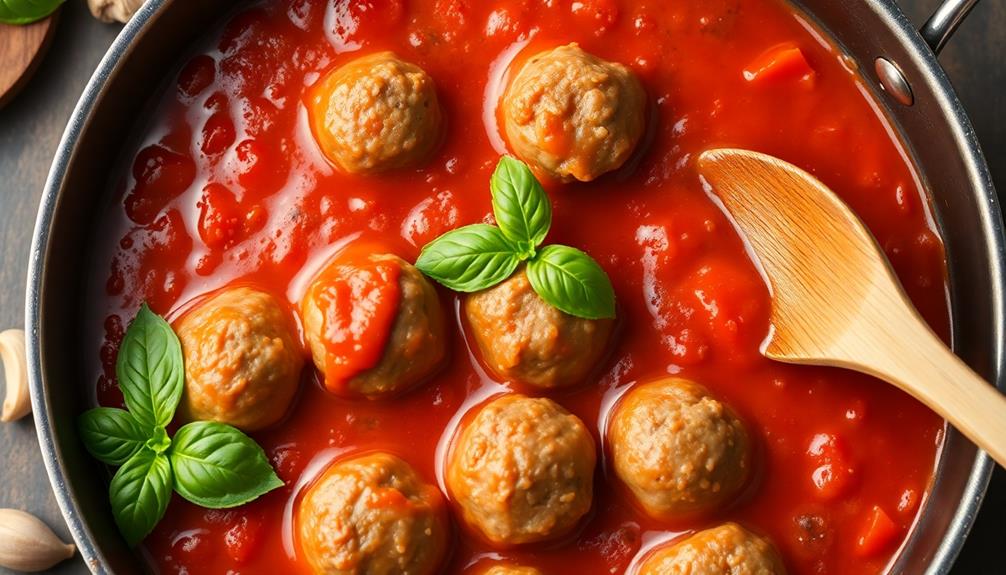 simmer meatballs in sauce