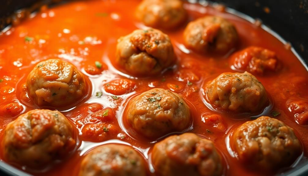 simmer meatballs in sauce