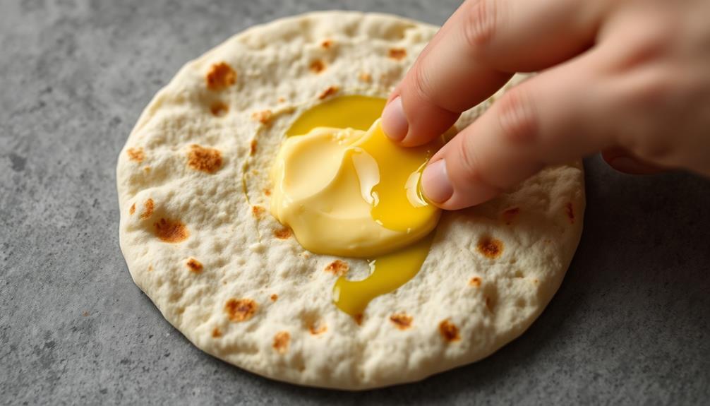 spread butter on tortillas