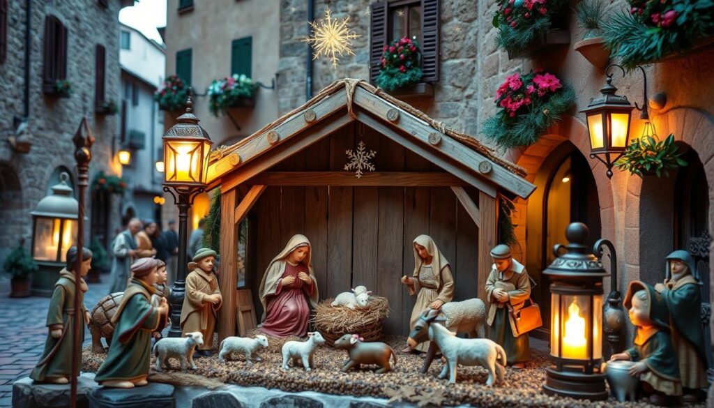 Set di 11 Statue in Resina Raffiguranti Il ​​presepe Natalizio