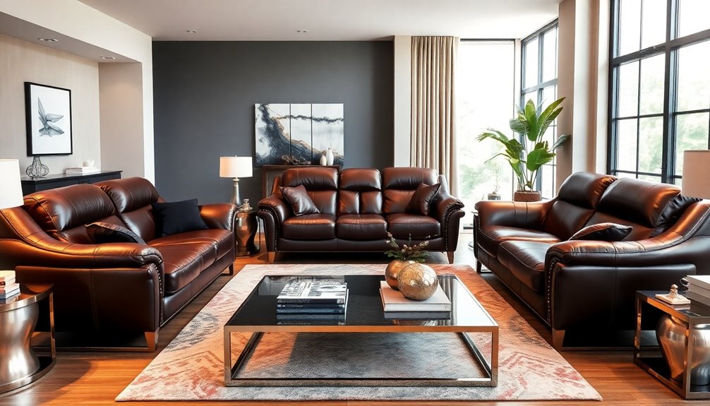 stylish and comfortable leather sofas