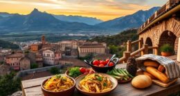 mountainous landscapes and cuisine