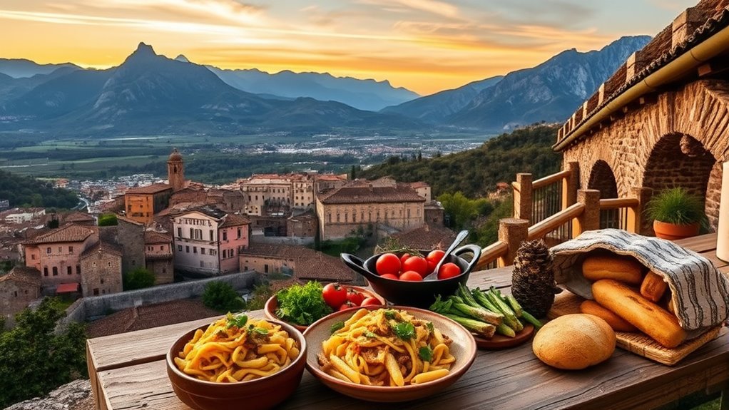 mountainous landscapes and cuisine