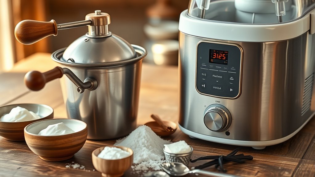 manual traditional ice cream making