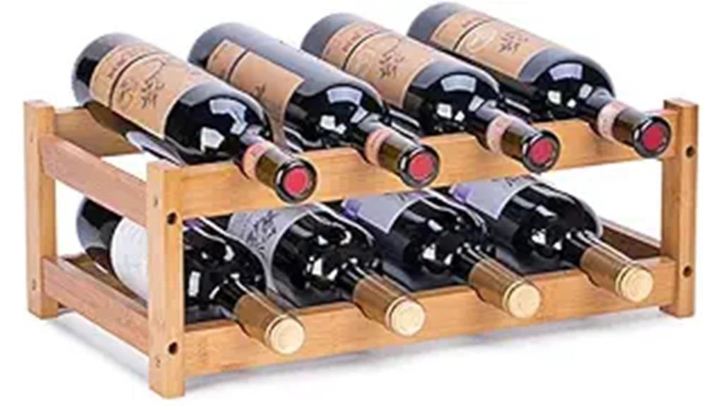 bamboo 2 tier wine rack