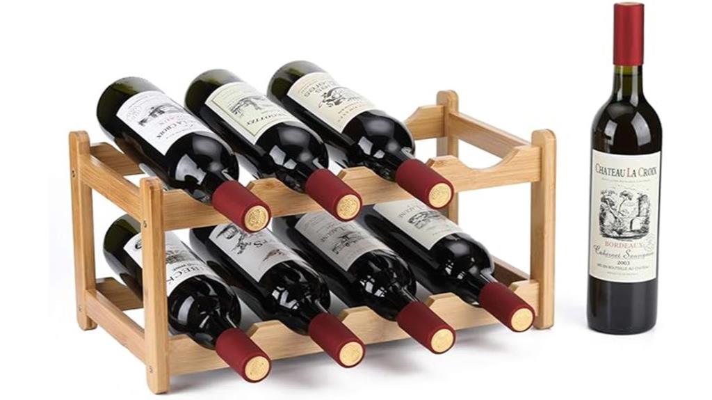 bamboo 8 bottle wine rack