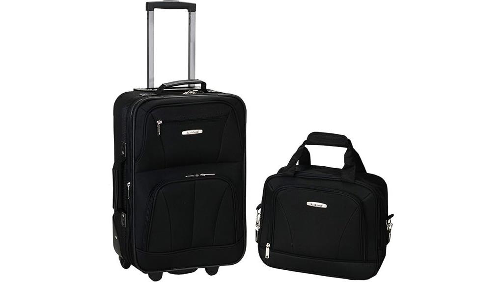 black expandable luggage set