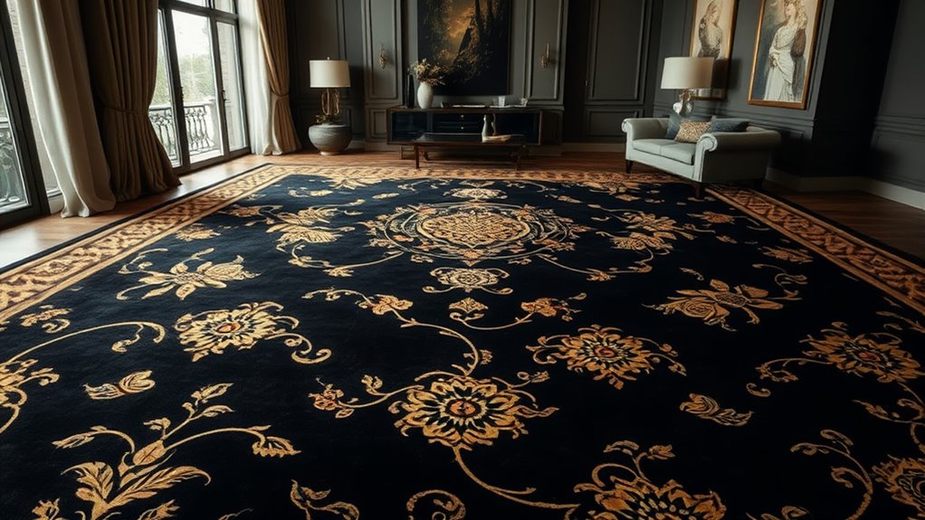 luxury black gold silk rugs