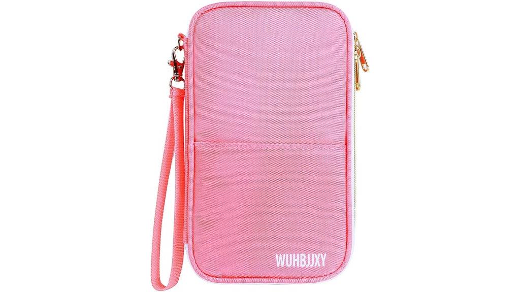 pink rfid travel wallet