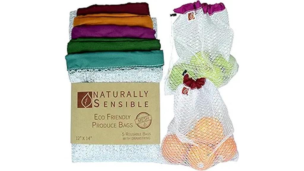 set of five reusable bags