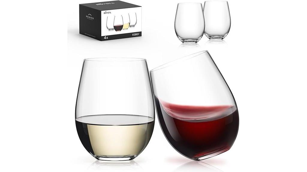 set of four wine glasses