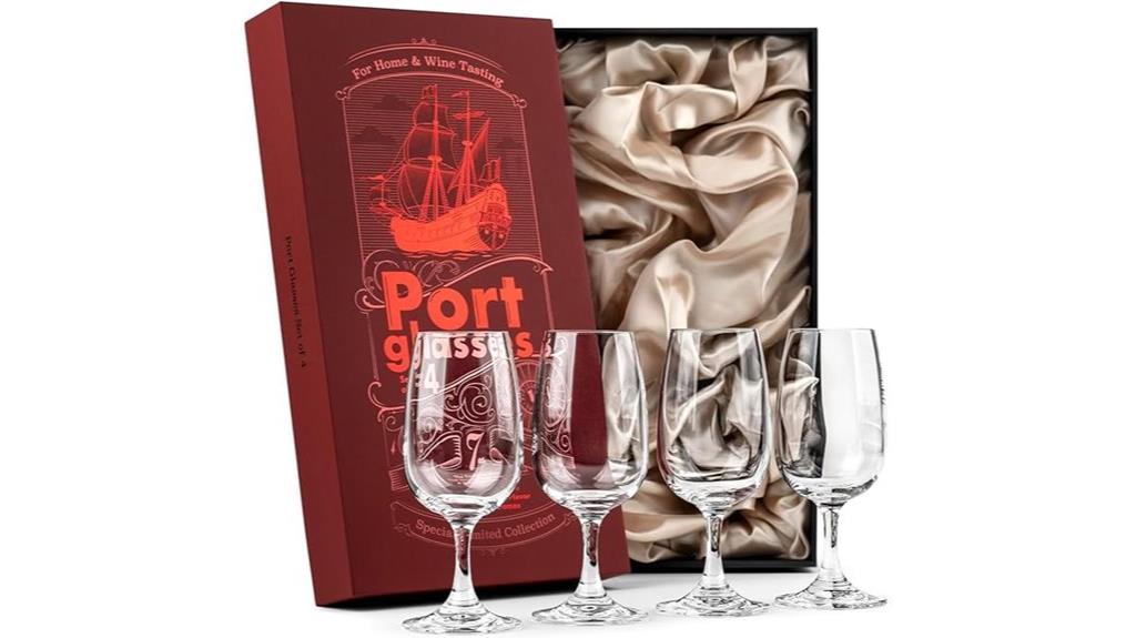 set of four wine glasses