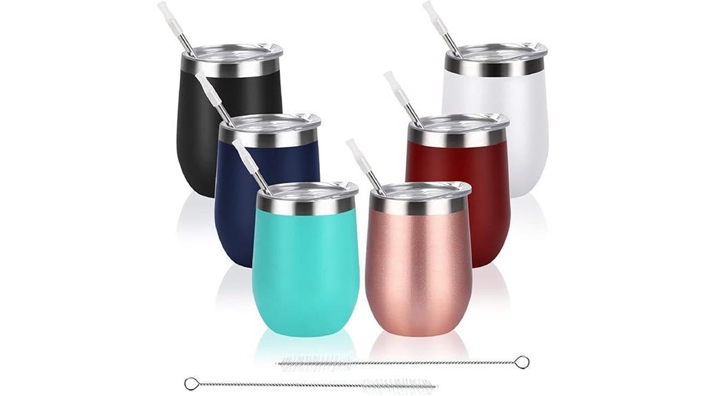 set of six stainless tumblers