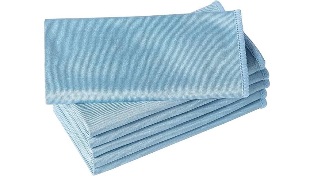 six blue microfiber cloths