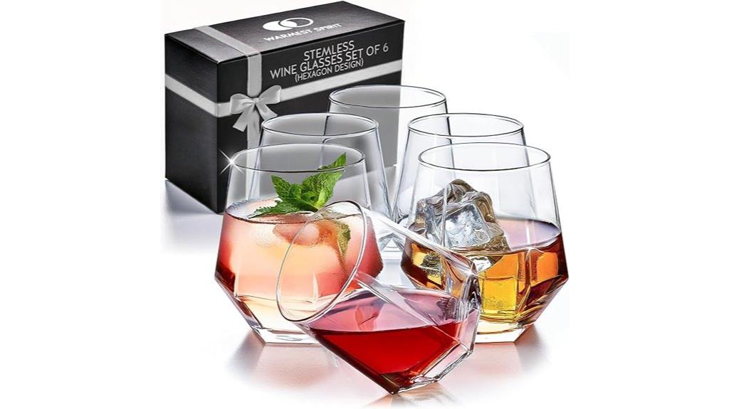 six hexagon shaped glasses
