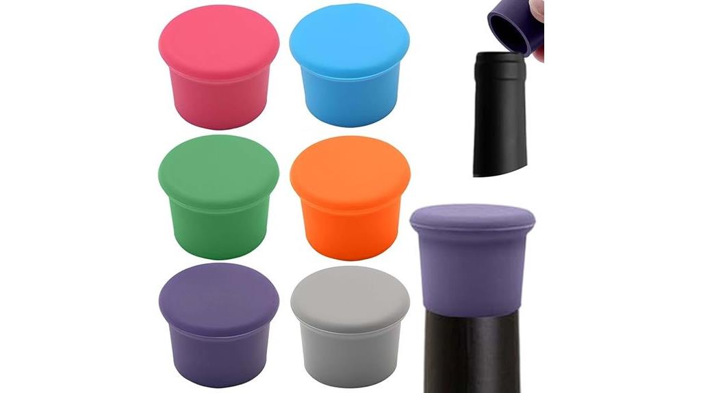 six silicone wine stoppers