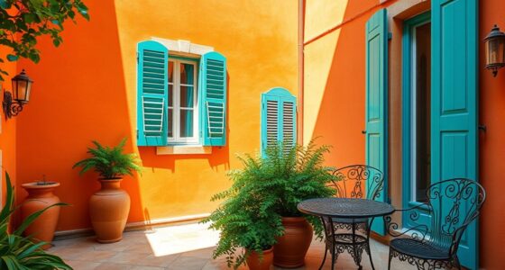 Terrakotta beruhigt, Blau und Grün energetisieren