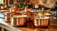 top heavy gauge copper risotto pots