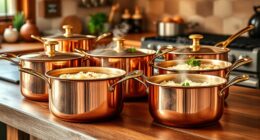 top heavy gauge copper risotto pots