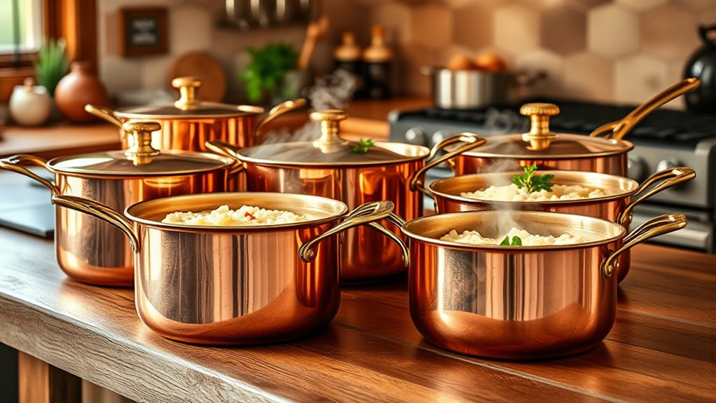 top heavy gauge copper risotto pots