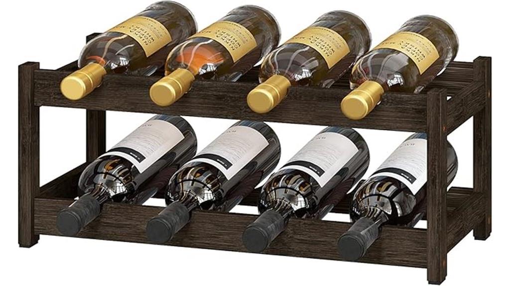 two tier bamboo wine rack