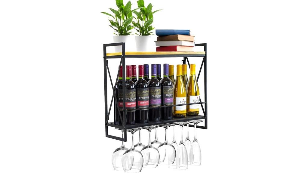 wine bottle and glass rack