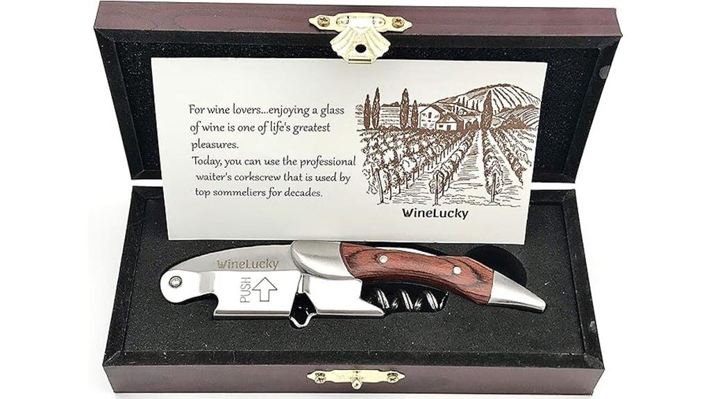 wooden box wine corkscrew