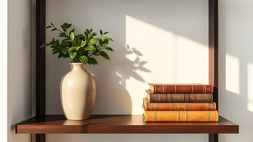 balanced visual shelf styling