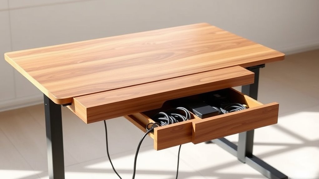 clutter free adjustable desk