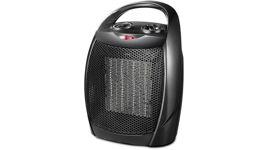 compact black heater with thermostat