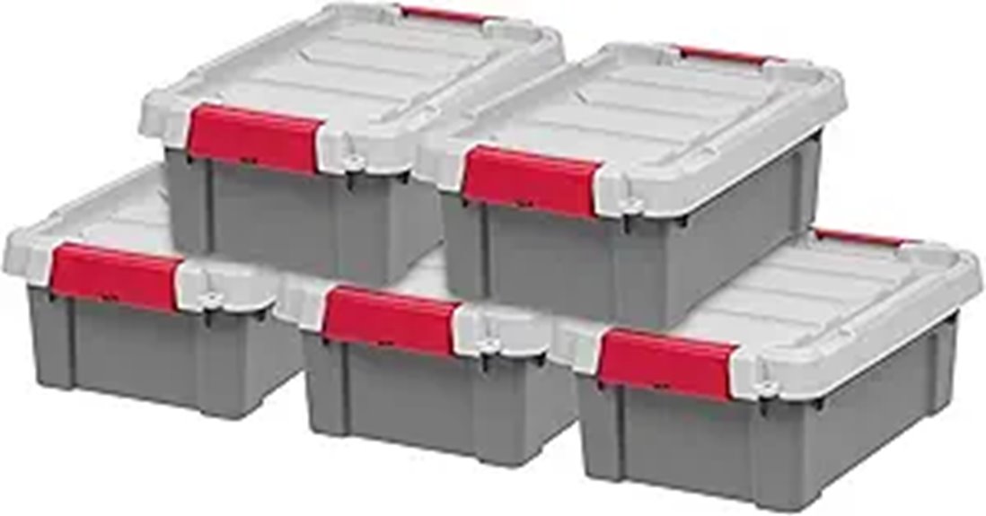 five pack lockable storage totes
