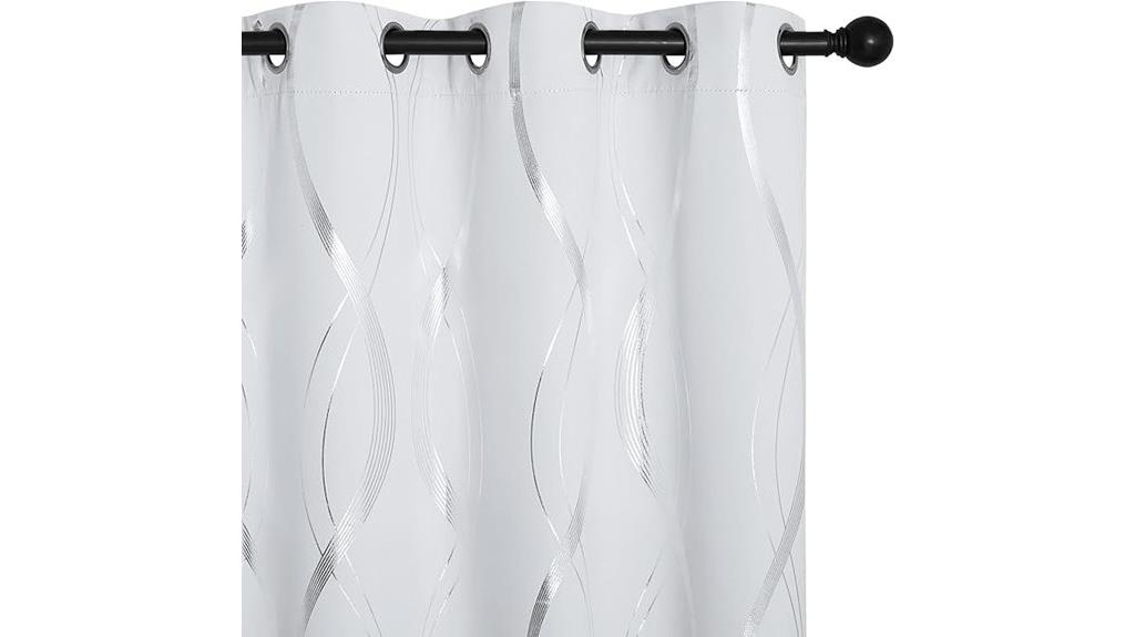 greyish white blackout curtains