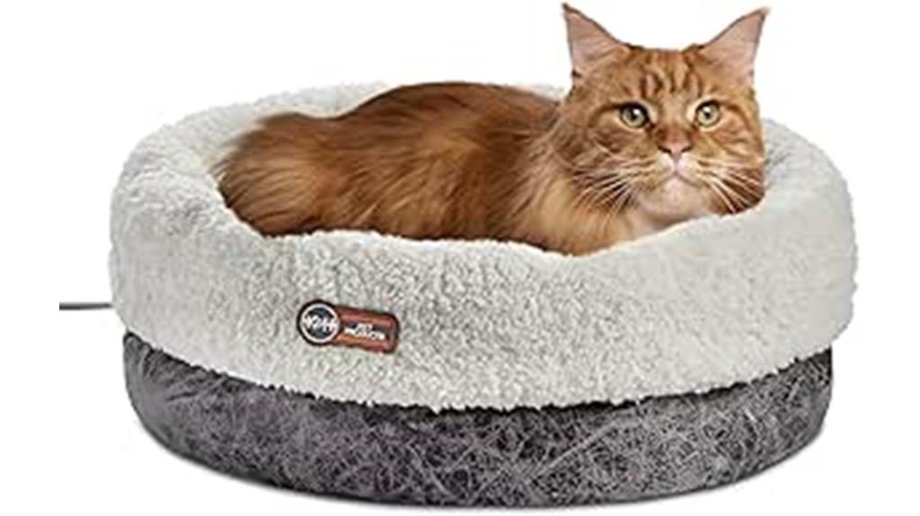 heated gray cat bed