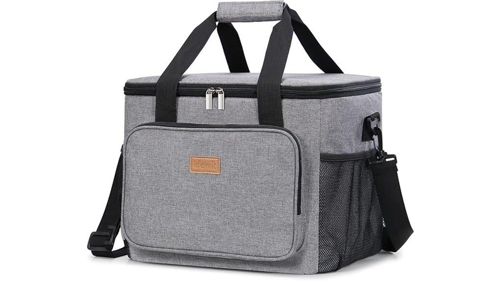 large gray cooler tote