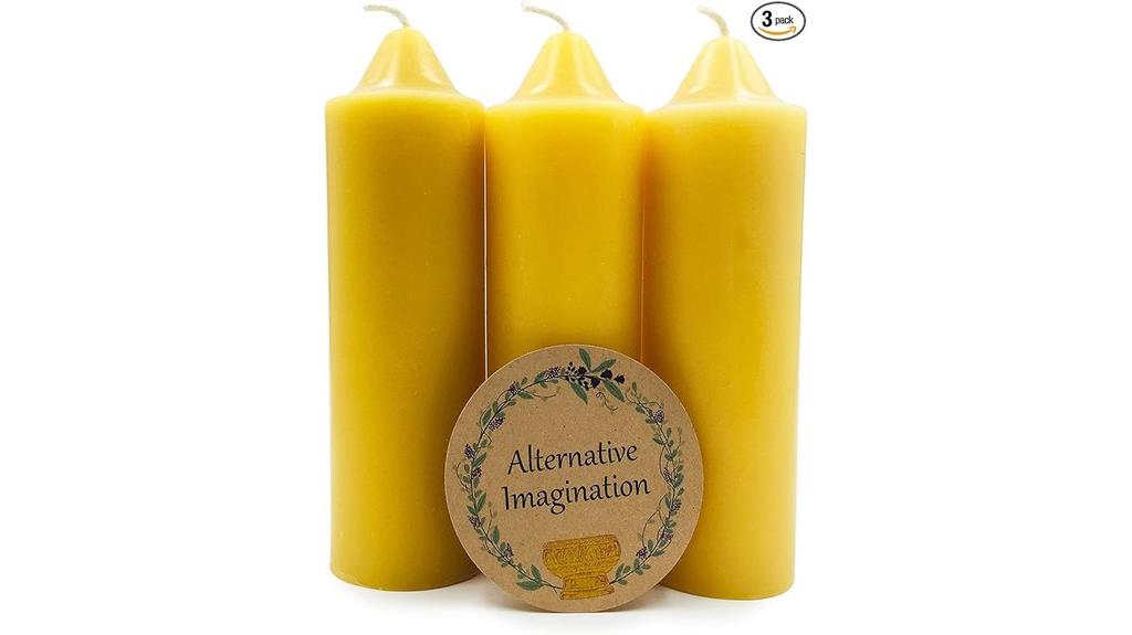 three beeswax emergency candles