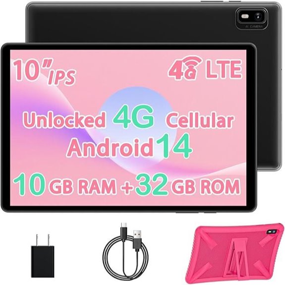 10-Inch Android 14 Tablet with SIM and 10GB RAM